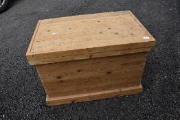 A stripped pine bedding box, approx dimensions 80 x 50 x 55cm