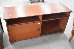 A vintage teak low sideboard/hifi unit, width approx. 126cm