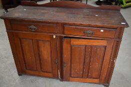 A Victorian mahogany sideboard, condition bit rough, been used in outbuilding possibly, width