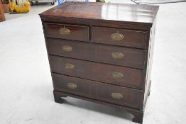 A 19th Century mahogany chest of two over three drawers (past worm treated , but shabby throughout ,