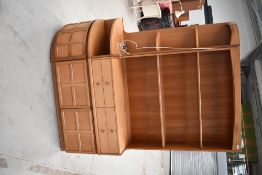 A vintage teak Nathan lounge shelf and corner unit