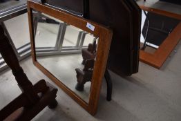 A vintage oak frame wall mirror, approx. 57 x 42cm