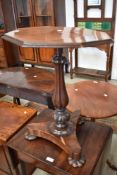 A William IV mahogany pedestal table base, later octagonal top (loose)