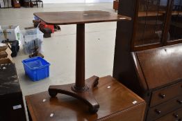 A William IV occasional table having rosewood base and column, possibly later mahogany top, width