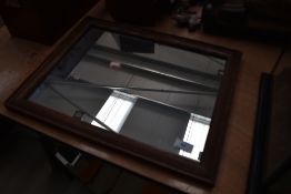 A vintage oak frame wall mirror, approx. 46 x 36cm