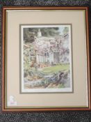 A Ltd Ed print, after Judy Boyes, Back door Rydal, signed and num 128/850, 27 x 20cm, plus frame and