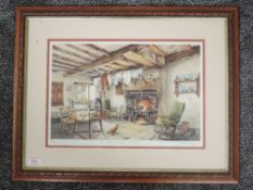 A Ltd Ed print, after Judy Boyes, An Old Cumbrian Kitchen, signed and num 608/850, 26 x 38cm, plus