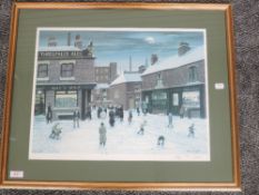 A Ltd Ed print, after Tom Dodson, Salvation Army in snow, signed and num 297/850, 37 x 48cm, plus