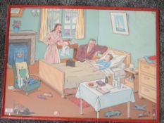 A print, La malade, the patient, 52 x 70cm, plus frame and glazed
