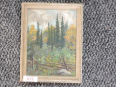 An oil painting, E M Windle, landscape, signed and dated, 1941 and attributed verso, 17 x 12cm, plus