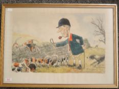A print, after Wilk, hunting interest, 35 x 50cm, plus frame and glazed