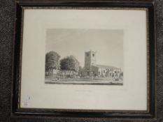 An engraving, after Ralph Croft, Kirkby Lonsdale Church, C19th, 32 x 40cm, plus frame and glazed