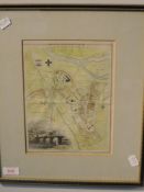 A map, Cole, Carlisle, C19th, later coloured, 29 x 18cm, plus frame and glazed