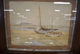 A watercolour depicting ship in dock signed MGG 1914 and a similar print