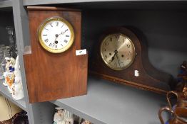 Two art deco mantle clocks including geometric case and Napoleon style