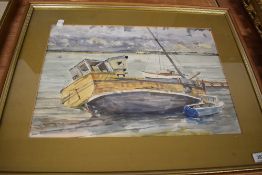 A watercolour depicting ship