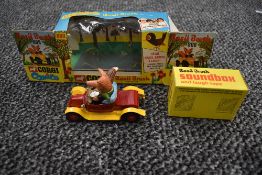 A Corgi diecast, Basil Brush and his Car on card display stand, laugh tape and sound box present, in