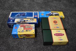 Six Corgi Limited Edition diecasts, Austin 4 Wheel Platform Lorry CC13302, Thames Trader Flatbed