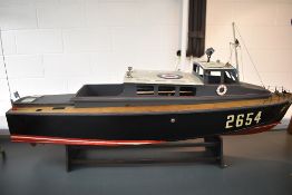 A hand built wooden Futaba radio controlled model RAF Air Sea Rescue launch boat, numbered 2654,