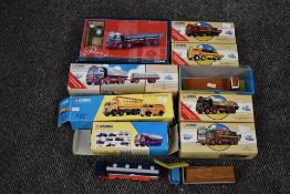 Eleven Corgi diecasts including Passage of Time 23702, National Benzole 31002, Lucozade 97334 and