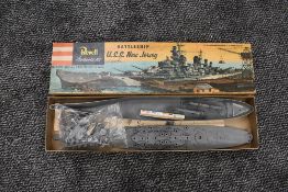 A 1950's Revell Plastic Kit, Battleship USS New Jersey, appears unmade in original box H316:198