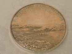 A Russian white metal commemorative medal regarding the construction of the Catherine Port on Murman