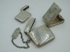 A Victorian silver box vesta of plain form bearing dated monograms to hinged lid, London 1881,