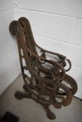 A pair of Victorian cast bench ends , possibly railway or park related