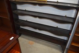 A reproduction stained frame delft rack, width approx. 138cm