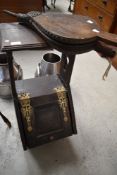 A Victorian coal purdonium having shelf over and a set of bellows