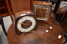 Two early 20th Century oak cased mantel clocks