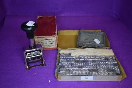 A letter press stamp set and a similar office stationary no.999 stamp
