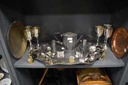 A selection of plated wares and table settings including twin handled butlers tray and G.R.C