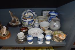 A selection of ceramics including Carlton ware Royal Rouge and studio pottery items including frog