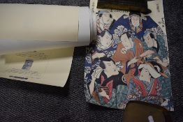 A selection of Japanese prints depicting people and places