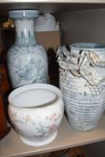 Three large sized vases including Chinese style and hand thrown
