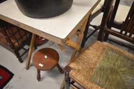A folding card table having formica top