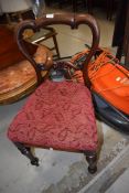 A Victorian mahogany railback dining or bedroom chair