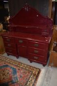 A Victorian sideboard , later painted in burgundy , width approx. 152cm