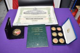 A collection of World Share Certificates including Railroad Company, The Penn Central Corporation,