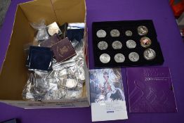 A collection of GB and World Coins including Crowns, 1951 x3, £5 Coins, 50P, small amount of Silver
