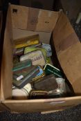 A selection of collectable advertising tins mostly tobacco and chemist related