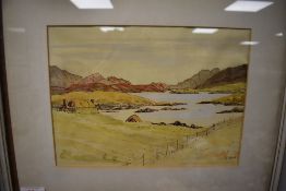 A watercolour, K A Wylie, coastal landscape, signed, 19 x 25cn, plus frame and glazed