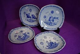 Four mid century designed plates reading Form Teknisk Oslo Norway Stavangerflint