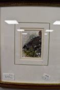 A pair of watercolours, Gail Lodge, cottagers, signed and dated 1988, 9 x 6cm, plus frame and