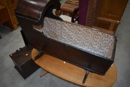 A 19th Century oak rocking crib/cot, later lining