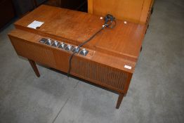 A vintage teak case HMV radiogram