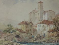 A watercolour, Pierre Le Boeuff, Verrex d'Aosta, 27 x 37cm, plus frame and glazed
