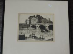 A selection of etchings, inc W Crozier, The Pont Neuf Paris, num 4/50, 19 x 23cm, plus frame and