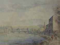 A watercolour, J De Rome, River Kent, Kendal, signed and dated 1845, 20 x 31cm, plus frame and